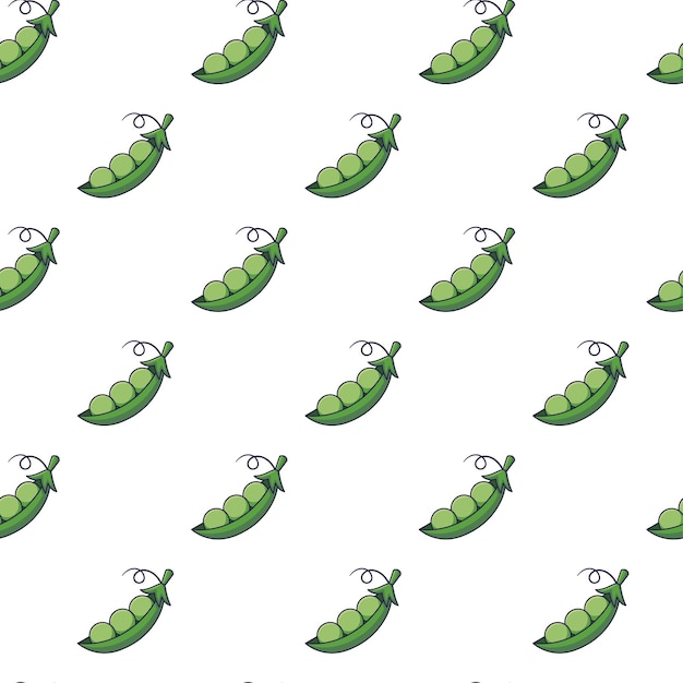 Cute Peas seamless pattern in doodle style Vector hand drawn cartoon Pea pod illustration