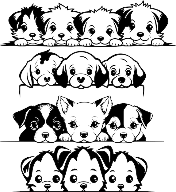 cute peeking dog svg set vector illustration