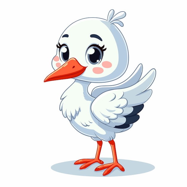 cute pelican cartoon vector on white background