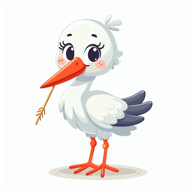 cute pelican cartoon vector on white background