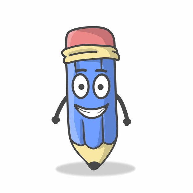 Cute pencil  character flat cartoon vector template design illustration