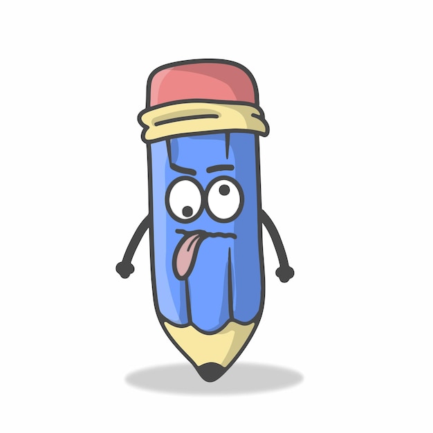 Симпатичный персонаж карандаша Плоский векторный дизайн шаблона мультфильма Иллюстрация