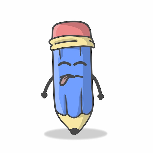 Симпатичный персонаж карандаша Плоский векторный дизайн шаблона мультфильма Иллюстрация