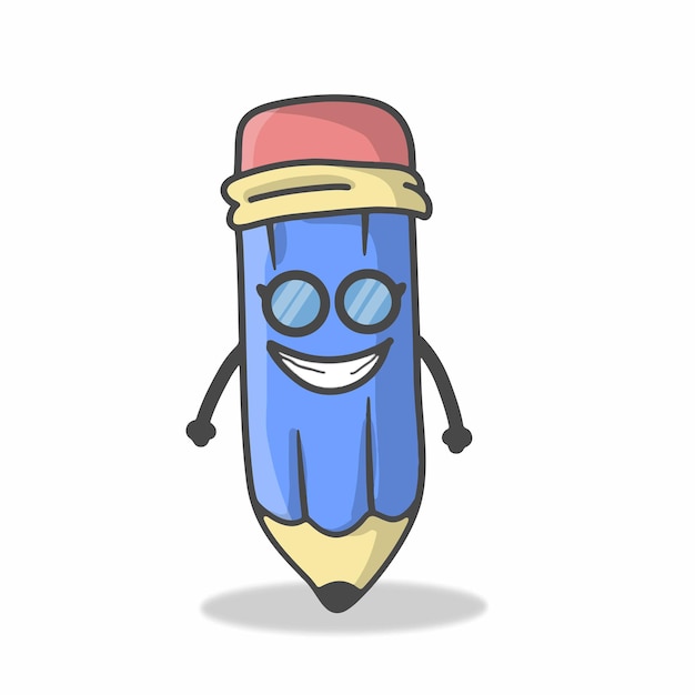 Cute Pencil  Character Flat Cartoon Vector Template Design Illustration