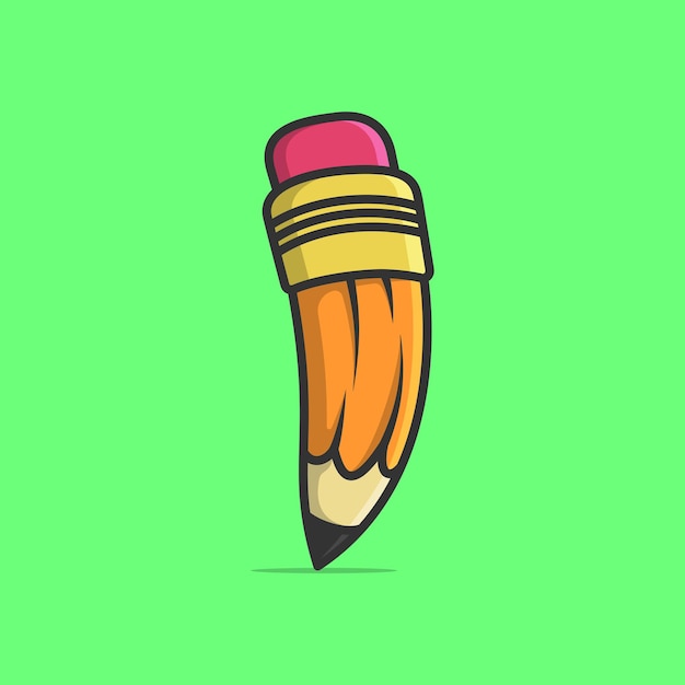 Cute pencil character flat cartoon vector template design illustration