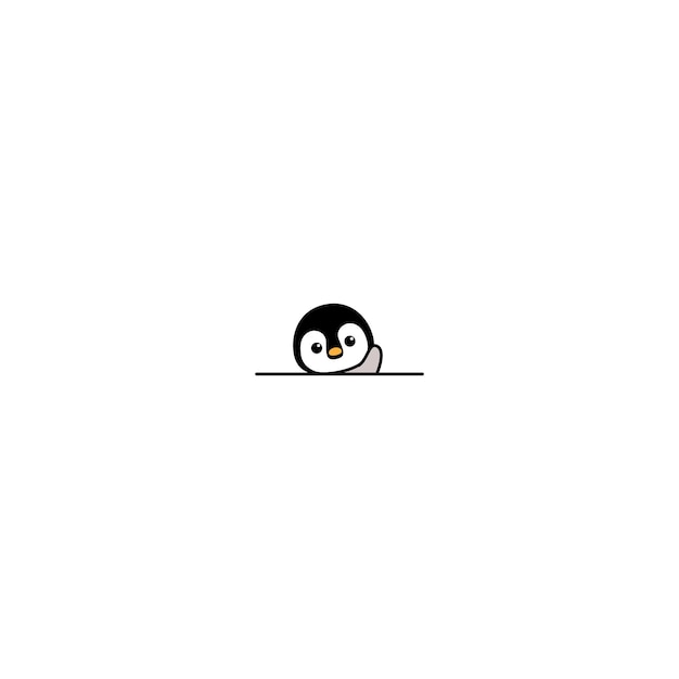 Piccola bambina di pinguino che sbircia e agita le ali illustrazione vettoriale di cartoni animati