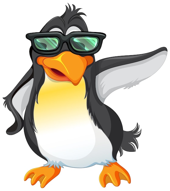 Cute penguin cartoon character wearing sunglasses