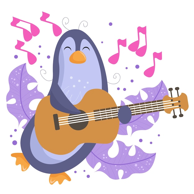 Vector cute penguin cartoon characters suitable for children's clothing designs