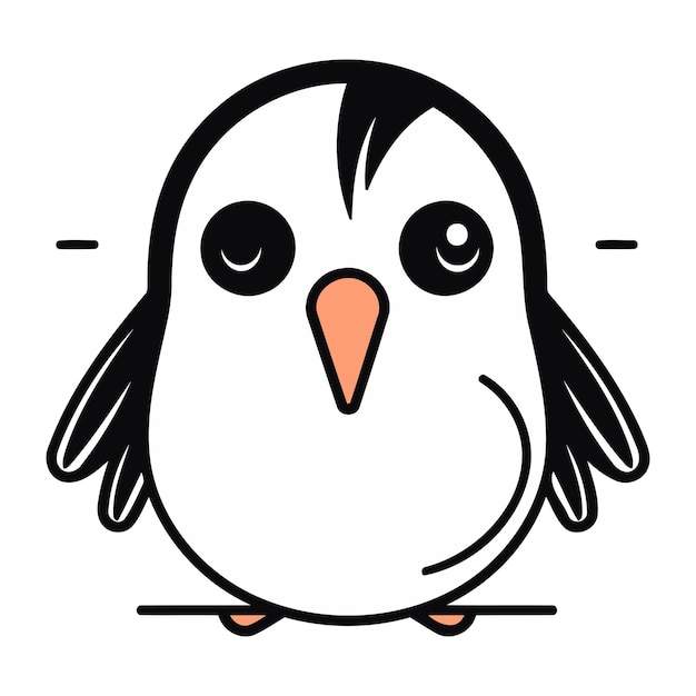 Cute pinguino cartone animato illustrazione vettoriale progettazione grafica in bianco e nero