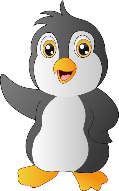 Cute penguin cartoon on white background