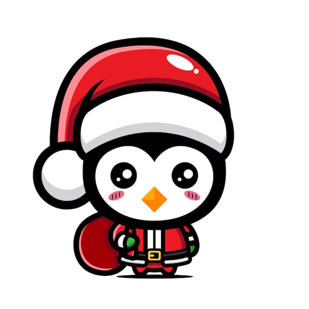 Cute penguin celebrating christmas