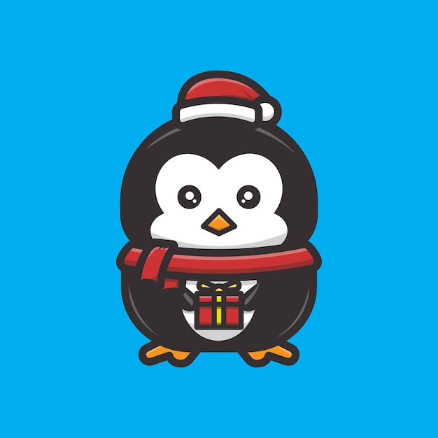 Cute penguin celebrating christmas