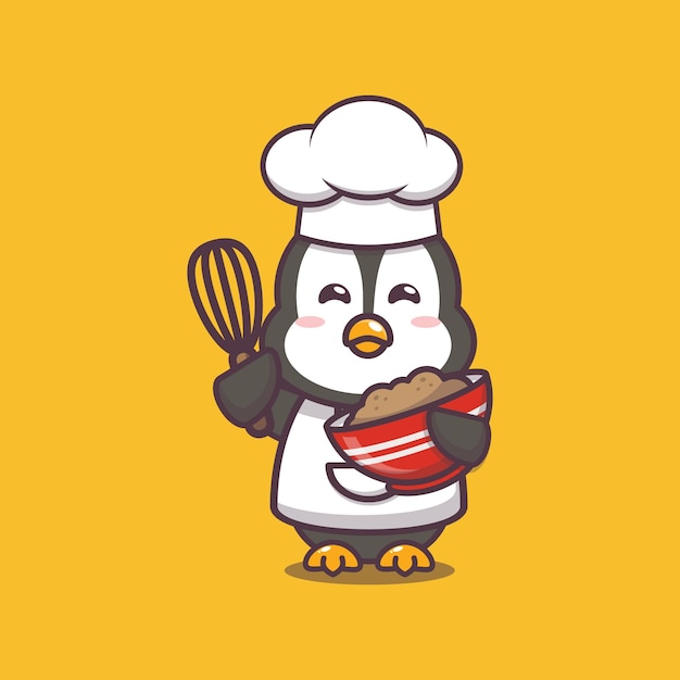 Cute penguin chef illustration character