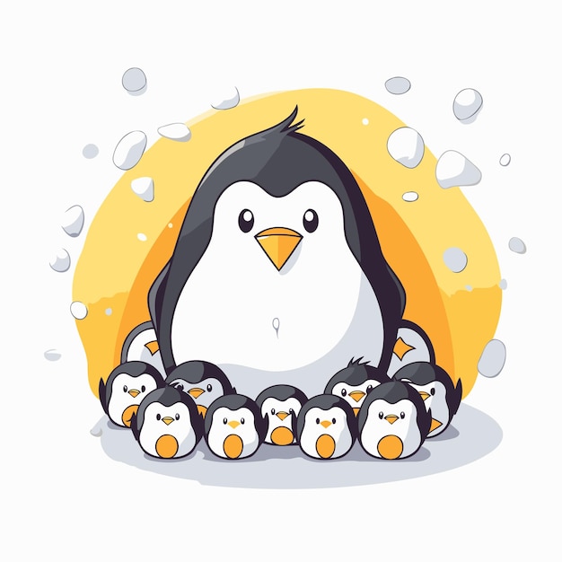 Vector cute penguin family vector illustration of cartoon penguin