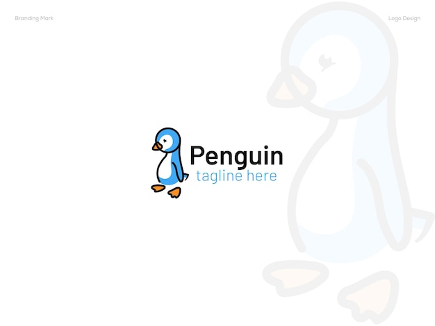 Simpatico pinguino logo design illustrazione vettoriale vettore gratuito