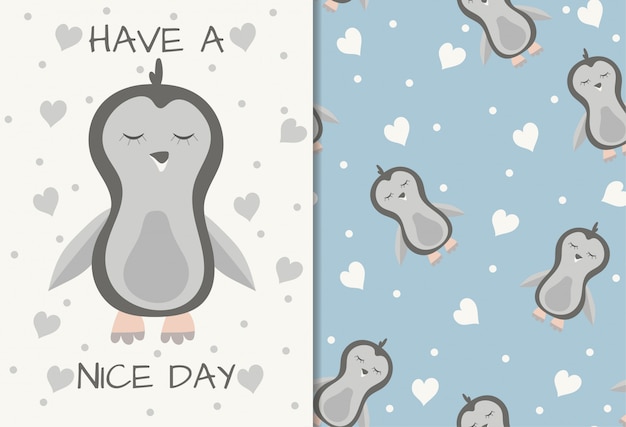 Cute penguin seamless pattern for print