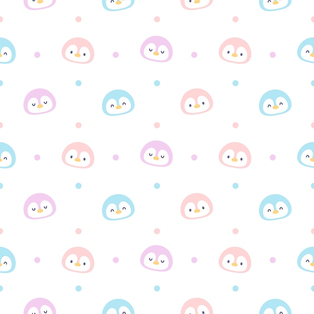 Vector cute penguin seamless pattern