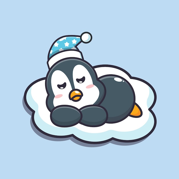 Cute penguin sleep cute cartoon animal illustration