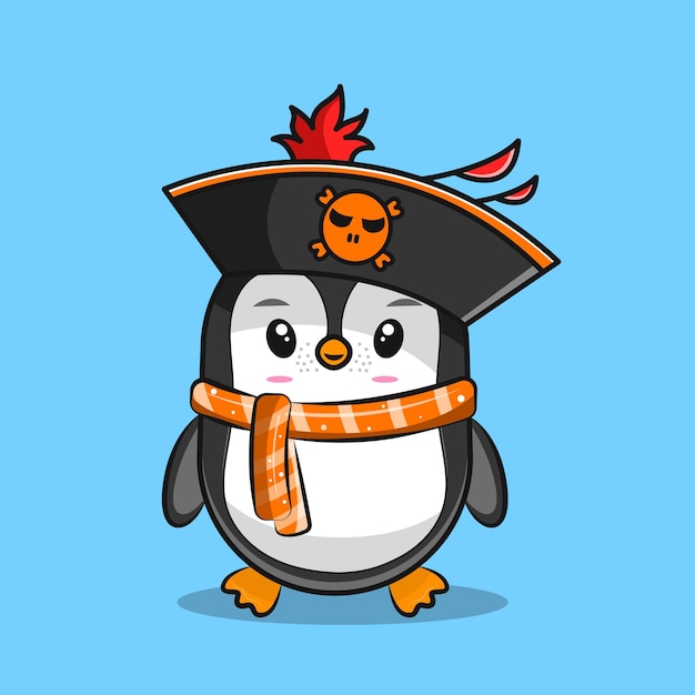 Милый пингвин в пиратской шляпе