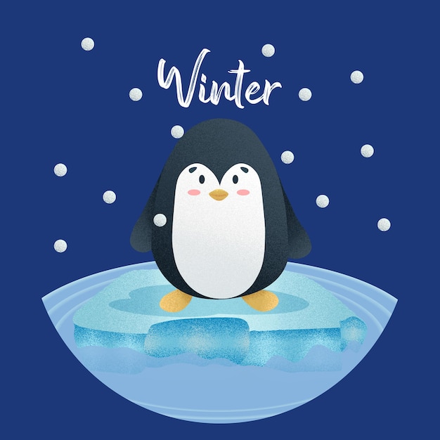 Cute Penguin winter season animal vector