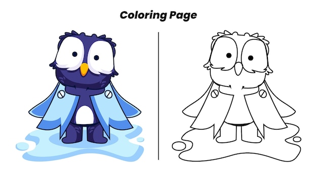 Cute penguin with coloring pages