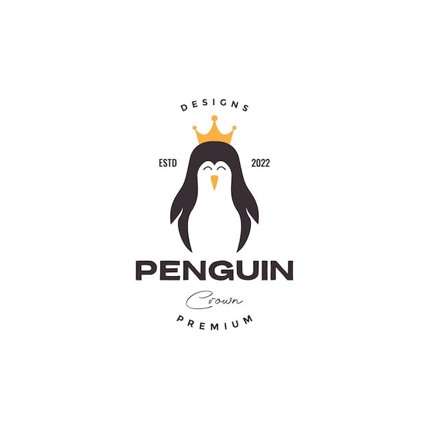 Симпатичный пингвин с логотипом короны