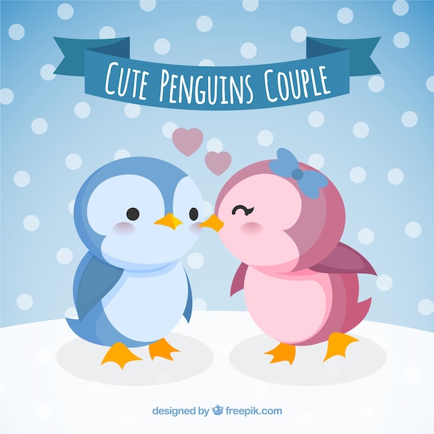 Cute penguins couple