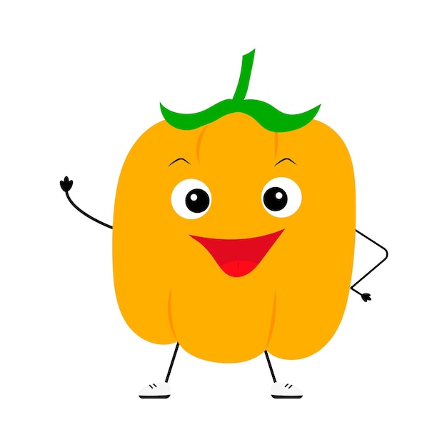 Cute pepper character for kids Happy yellow vegetable Cartoon characters for kids coloring book