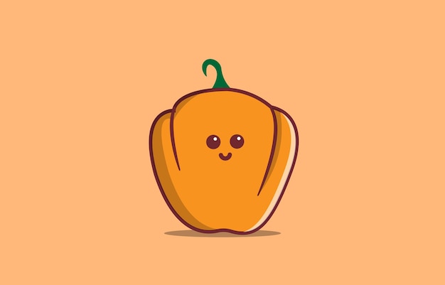 Vector cute pepper pumpkin character vector icon illustration