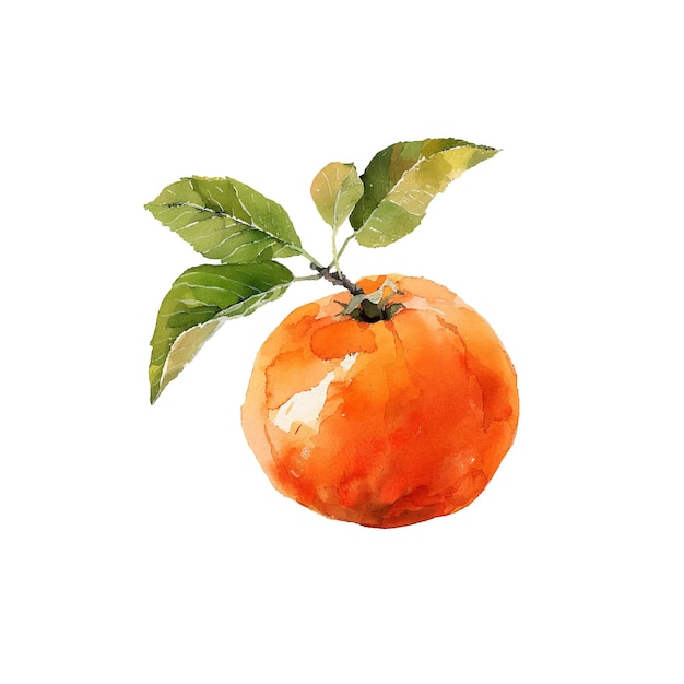 Vector cute persimmon vector illustration in watercolour style