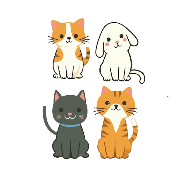 Vector cute pet cat collection ai generated image