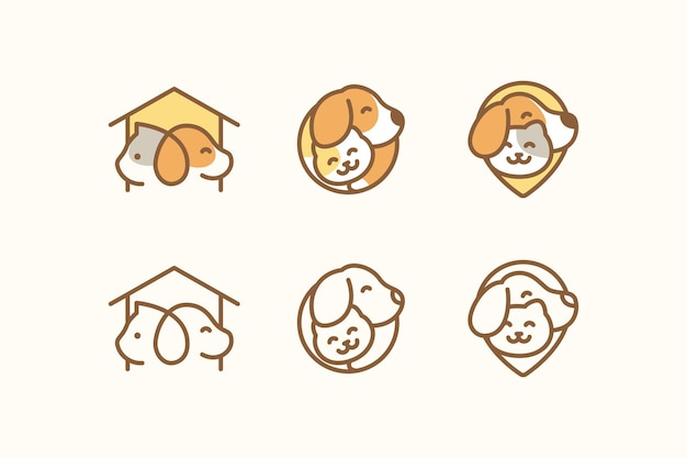 Cute pet cat and dog logo