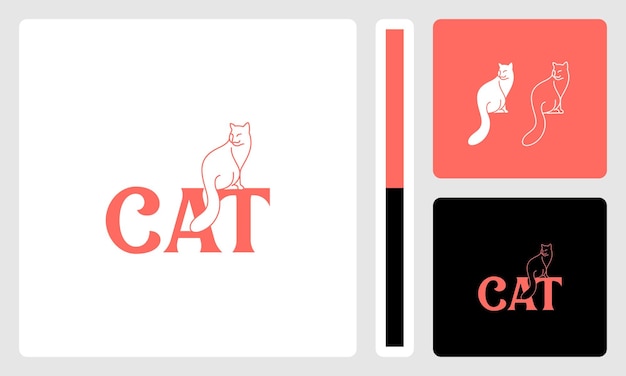 Logo di vettore del profilo del gatto sveglio dell'animale domestico