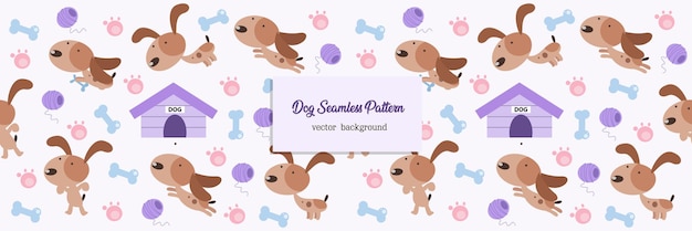 Vector cute pet dog seamless pattern vector graphic illustration