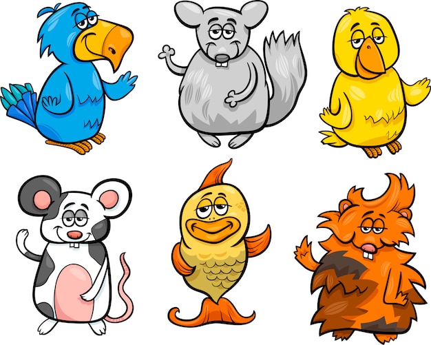 Вектор Симпатичные животные набор мультфильм иллюстрации