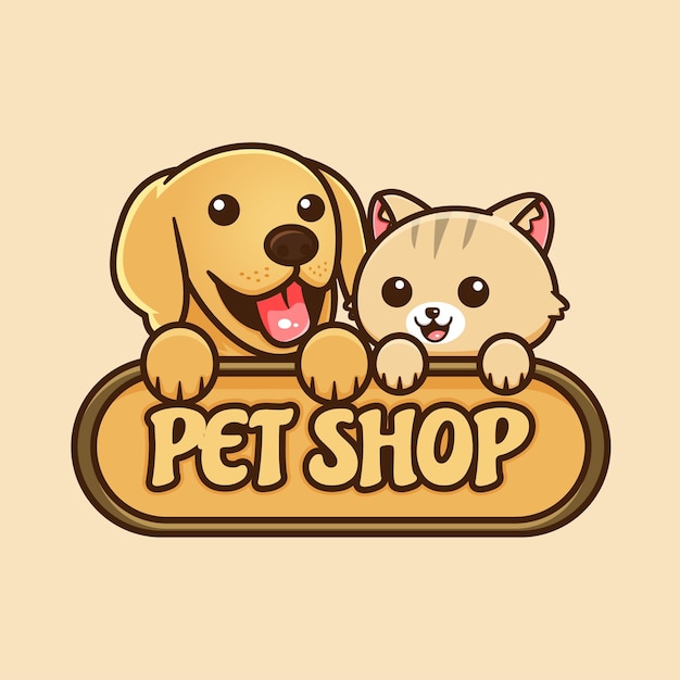 고양이와 강아지와 함께 귀여운 petshop 로고