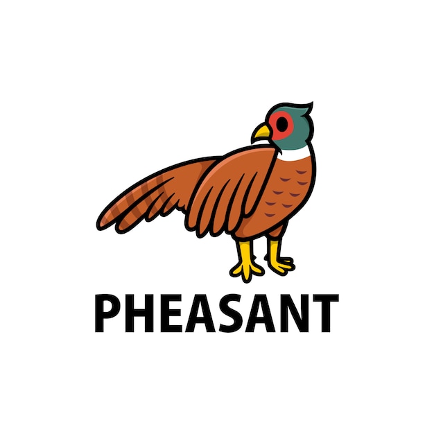 Cute pheasant cartoon logo  icon illustration