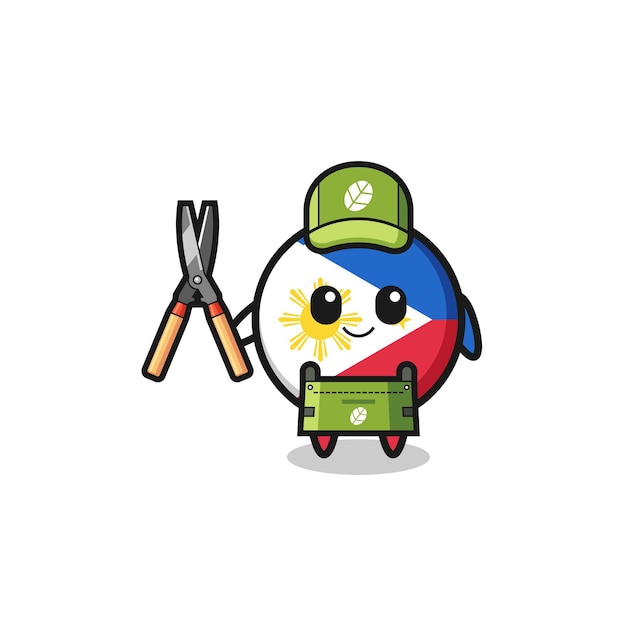 Cute philippines flag as gardener mascot