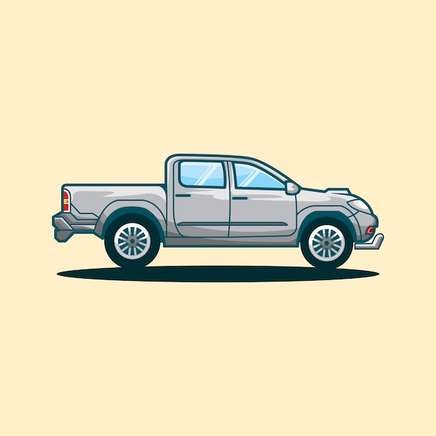 Vector cute pickup vehicle cartoon vector illustration