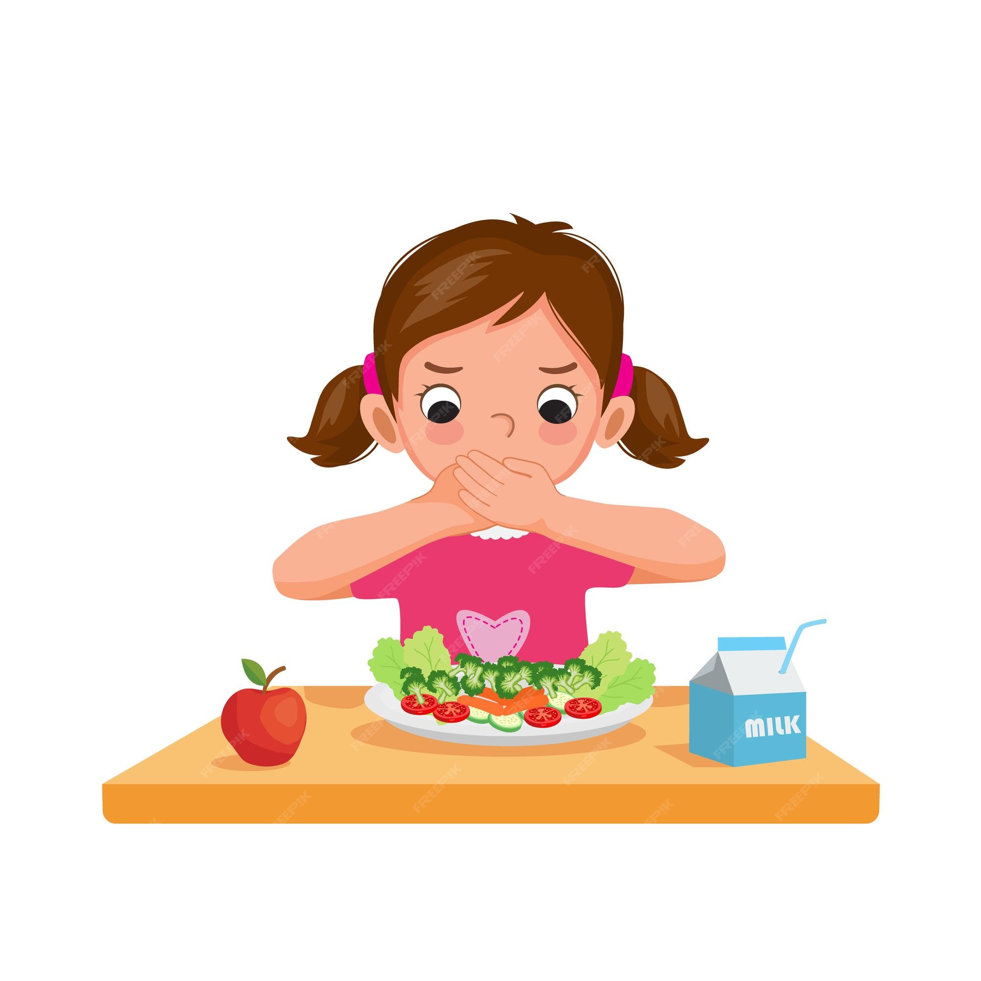 Premium Vector Cute Picky Eater Little Girl Unhappy Covering Her premium-vector-cute-picky-eater-little-girl-unhappy-covering-her