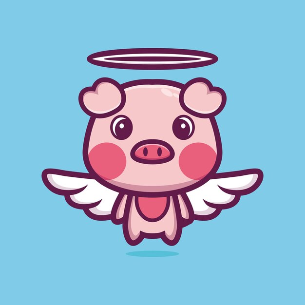 Vector cute pig angel cartoon character design premium vector