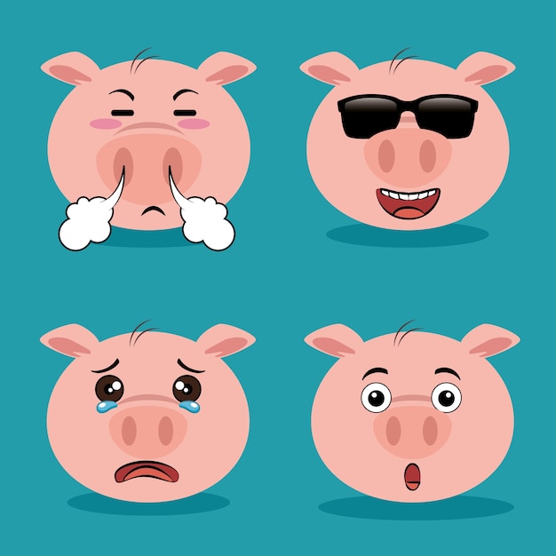 Vector cute pig animal cartoon