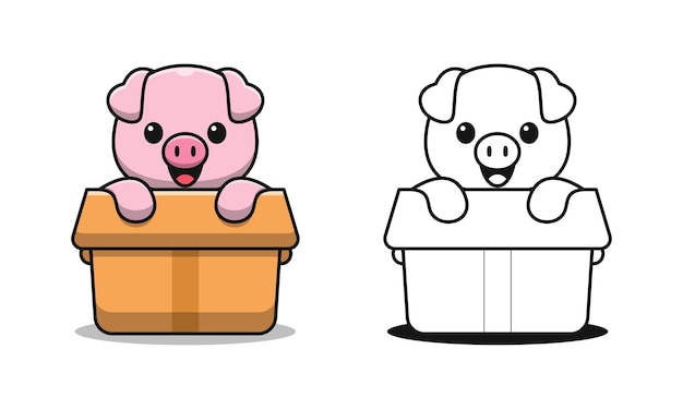 Simpatico maiale in scatola cartoni da colorare per bambini
