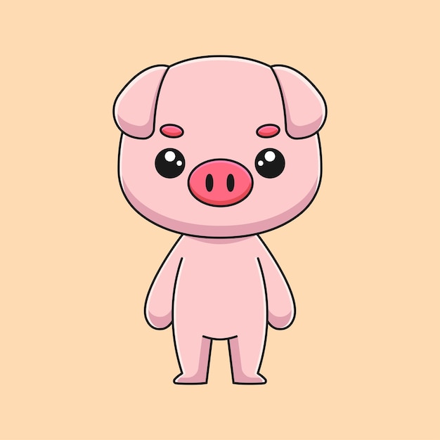 cute pig cartoon doodle art hand drawn concept vector kawaii icon illustration