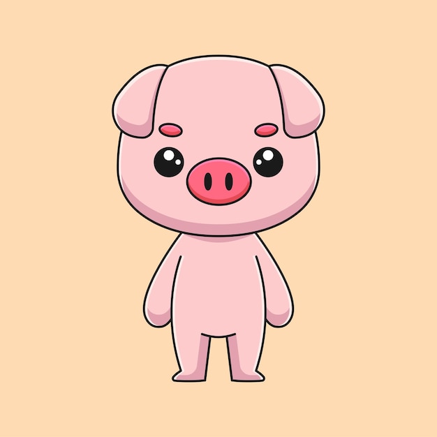 Cute pig cartoon doodle art hand drawn concept vector kawaii icon illustration