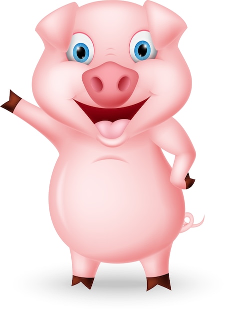Vector cute pig cartoon presenting