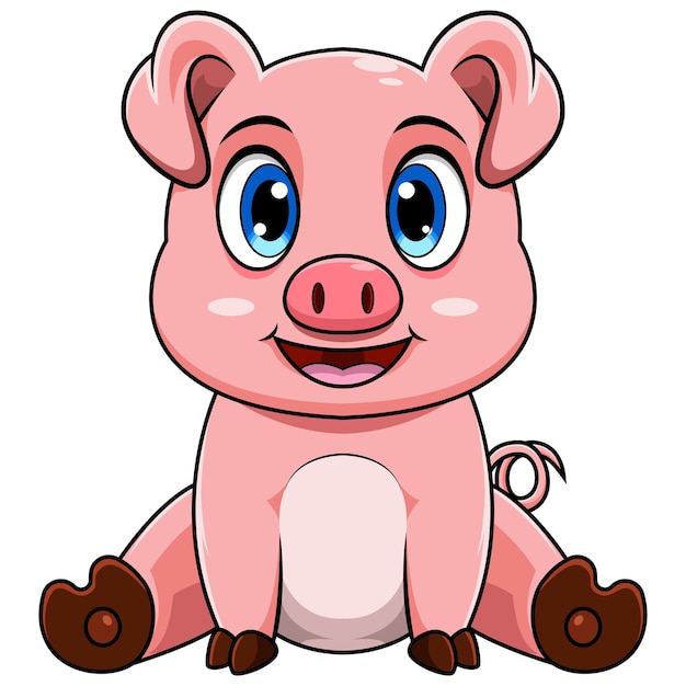 Милый мультфильм о свиньях, сидящих на белом фоне