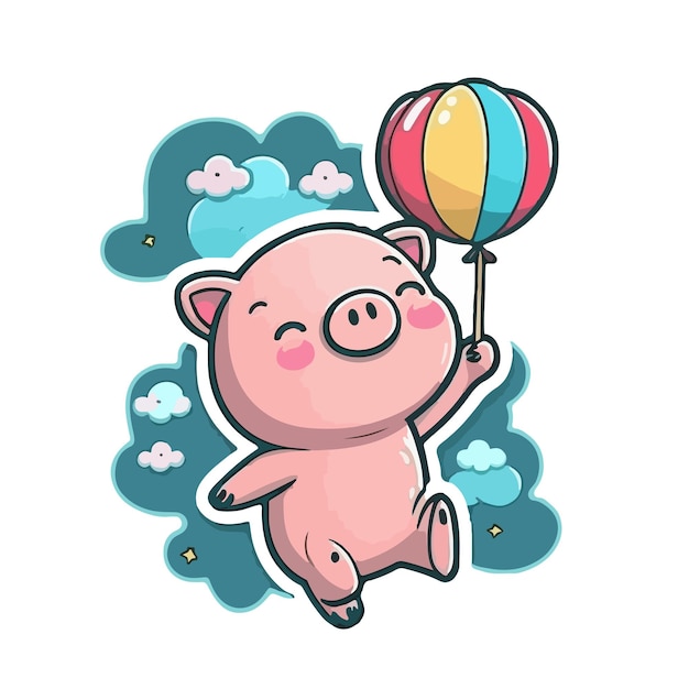 Cute pig cartoon style