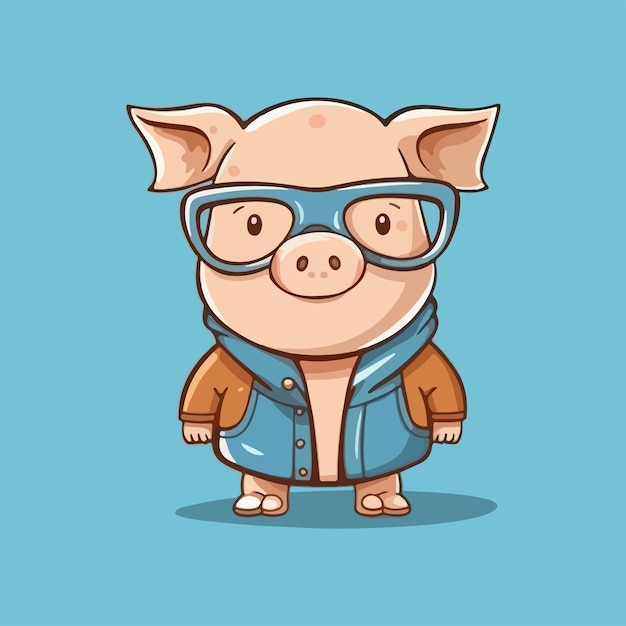 Vector cute pig cartoon vector illustration