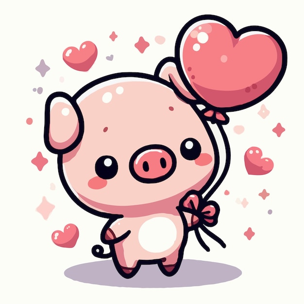 Cute pig cartoon vector on white background